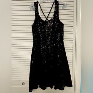 Black sequin cocktail dress - 16 - like new!